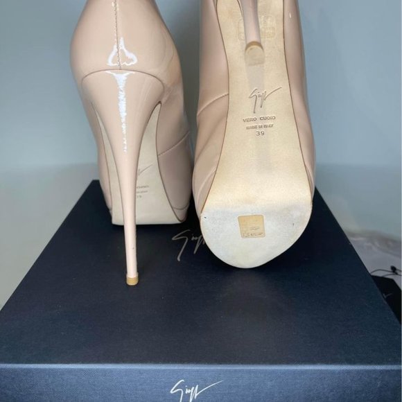 GIUSEPPE ZANOTTI Sharon Peep Toe Pumps Blush Patent Leather - Picture 5 of 8